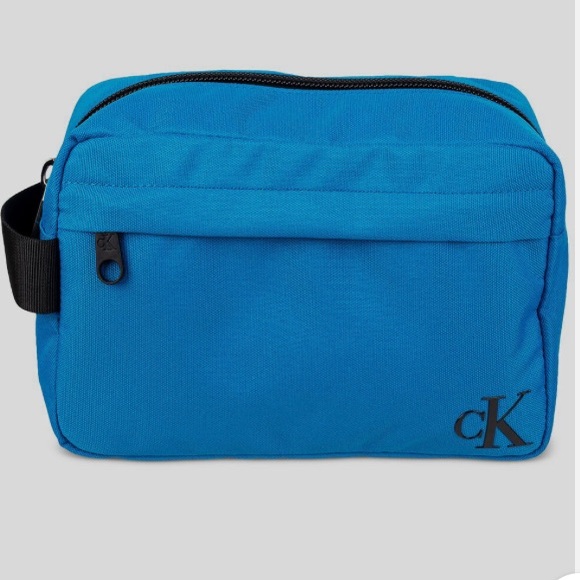 Calvin Klein Other - Calvin Klein Men's Blue Logo Nylon Zip Top Travel Shave Kit Bag